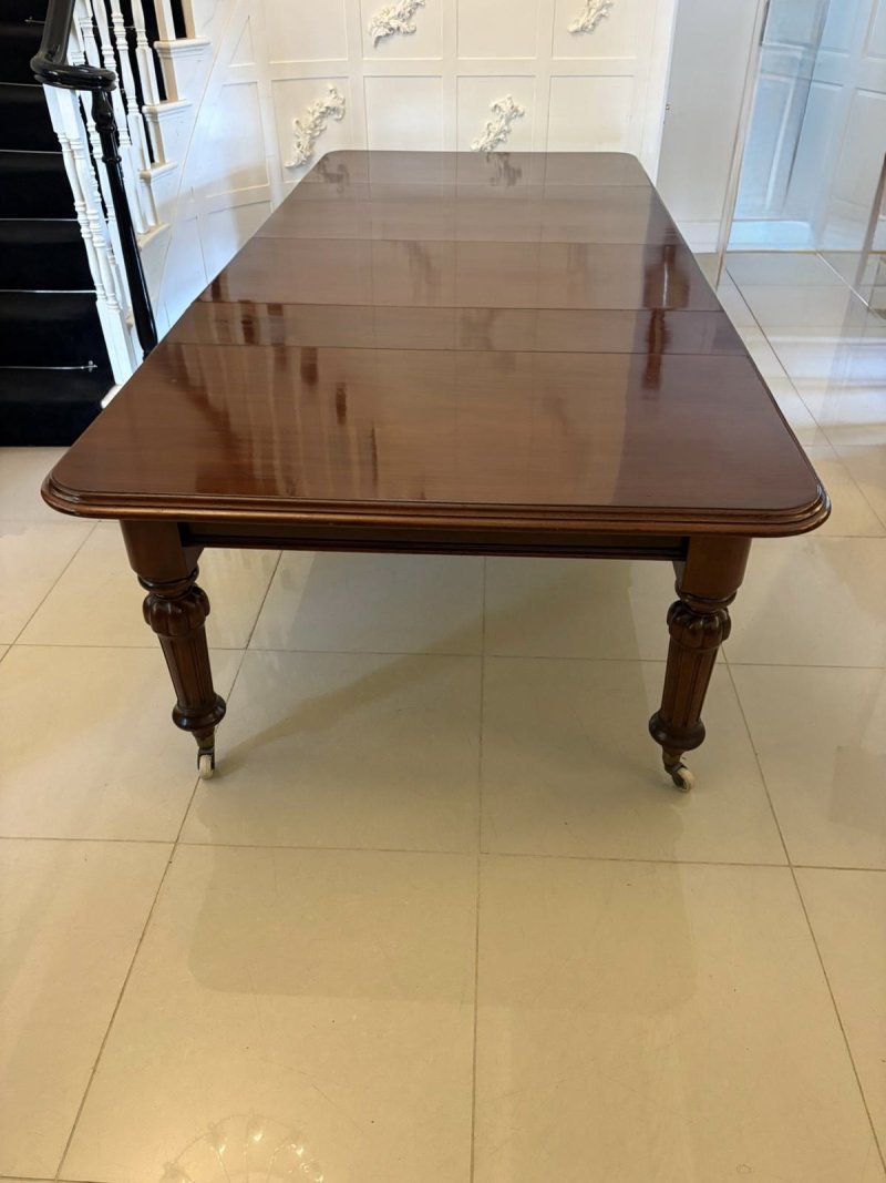 Large Antique Victorian Quality Figured Mahogany 12 Seater Extending Dining Table - Image 2